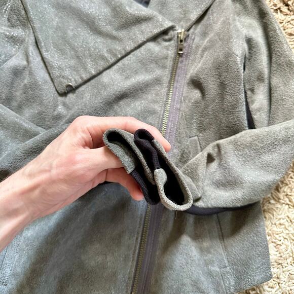 Helmut Lang Gray Lamb Leather Biker Moto Jacket Asymmetrical Women’s Size XS-S - Picture 11 of 15